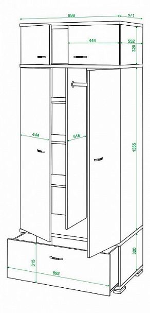 Шкаф платяной Домино КС-20 Венге/Карамель - Вид 3