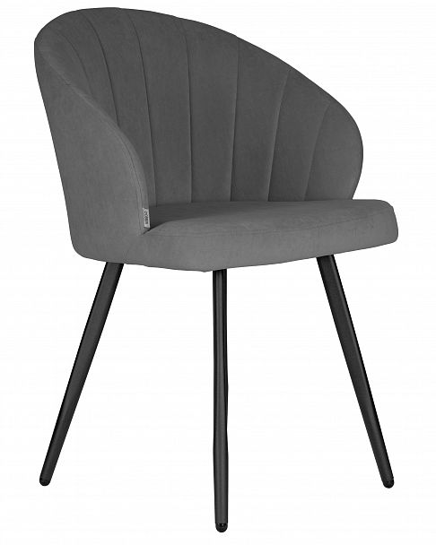Стул обеденный DOBRIN NAOMI (ЭМАЛЬ ЧЕРНЫЙ МУАР велюр Catania Stone) - Вид 2