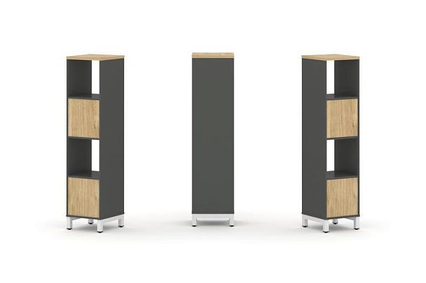 Стайл Проджект Набор стеллажа 1 сторон., 4 яр. SN.NS-411 Антрацит/Тиквуд Светлый/Металл Белый 387*40 - Вид 1