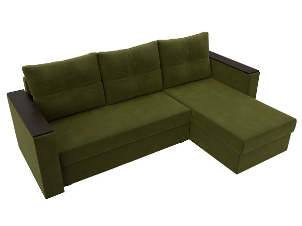 Угловой диван Атланта Лайт Б/С правый (полностью микровельвет зеленый) - Вид 6