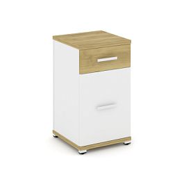 Concept Тумба опорная/приставная 1 ящ.+1 распаш. фасад CN.TUO-005 W Дуб Винченцо/Белый Бриллиант/Металл Белый 420*420*750 - Фото предпросмотра