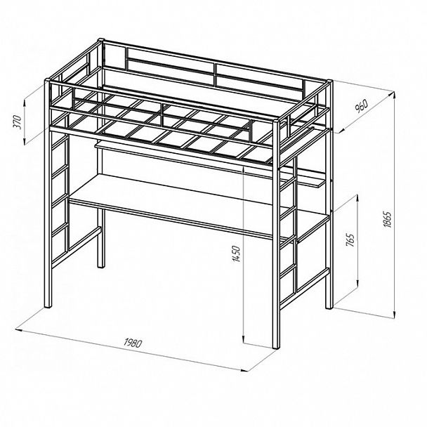 Кровать-чердак "Севилья-1" черный - Вид 2