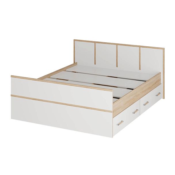 "Сакура" кровать 1,6м LIGHT (1750х860х2034) дуб сонома/белый - Вид 2