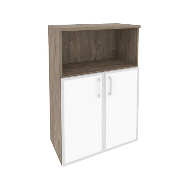 Onix Шкаф средний широкий O.ST-2.2 R white Тиквуд темный/Стекло 800*420*1207 - Вид 1