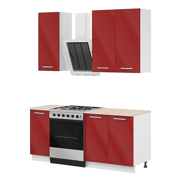 Композиция "Модульная кухня Эколайн"  ПК-ЭКО-КОМП№4-В1-186 бордовый - Вид 1