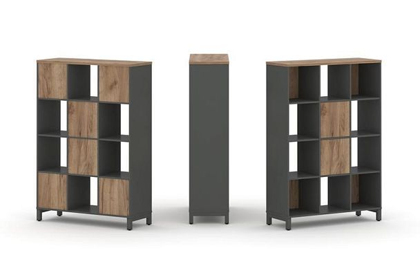 Стайл Проджект Набор стеллажа 1 сторон., 4 яр. SN.NS-431 Антрацит/Дуб Табак/Металл Антрацит 1121*400 - Вид 1