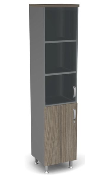 Пенал закрытый комби стекло L,R ДВП Берлин Дрифтвуд/Серый ШКС51-45 з/с ДВП - Вид 2