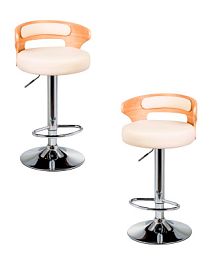 Набор 2 шт Стул барный DOBRIN FRED (натуральное дерево, кремовый) - Фото предпросмотра