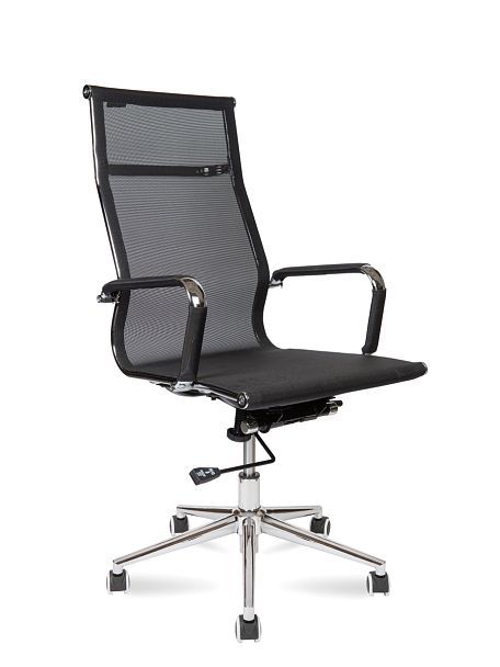 Кресло Хельмут / (black) сталь + хром / черная сетка - Вид 1