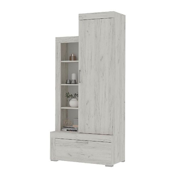 Гранд стеллаж 01 (ШК 5) (0.896х1,945х0,449) дуб крафт белый - Вид 1