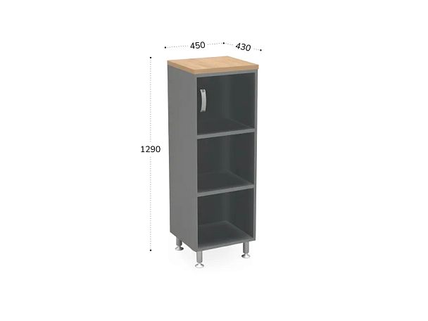 БЕРЛИН / BERLIN Стеллаж закрытый витрина стекло левый 450х430х1290 Акация/Серый - Вид 2