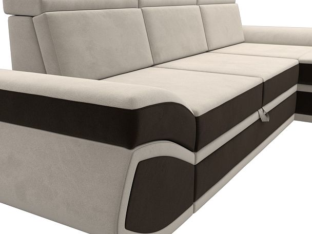 Диван угловой Лига-032 правый угол Микровельвет бежевый - Вид 4
