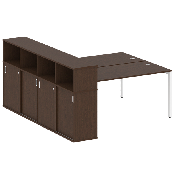 Metal System Quattro Р. ст. с шкафом-купе на П-образном м/к 40БП.РС-СШК-4.4 Т Венге/Белый металл 2010*2332*1098 - Вид 1