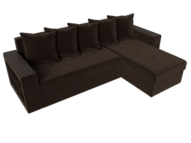 Диван угловой Дубай Лайт угол правый (полностью микровельвет коричневый) - Вид 5