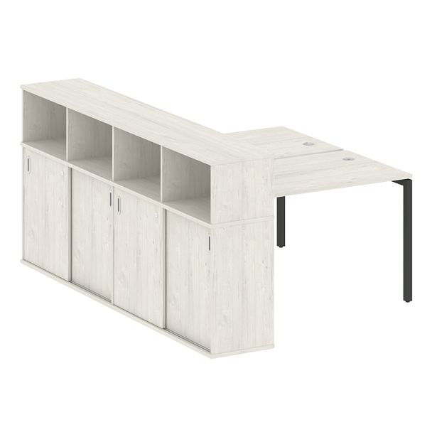 Metal System Quattro Р. ст. с шкафом-купе на П-образном м/к 40БП.РС-СШК-4.2 Т Дуб наварра/Антрацит металл 1610*2332*1098 - Вид 1