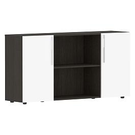 Шкаф с двумя дверями и открытой полкой СП-064-25-22 Белый глянец/Дуб Мореный 1600х450х800 KANON - Фото предпросмотра