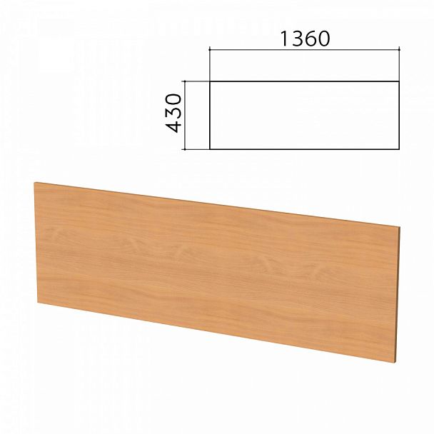 Экран-перегородка "Бюджет", 1360х16х430 мм, БЕЗ ФУРНИТУРЫ, груша ароза, 402667, 402667-336 - Вид 1