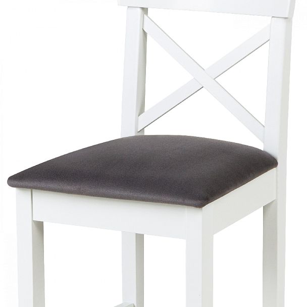 Комплект деревянных полубарных стульев с мягким сиденьем Бергольф Белый/Серый велюр, 2 шт. - Вид 11