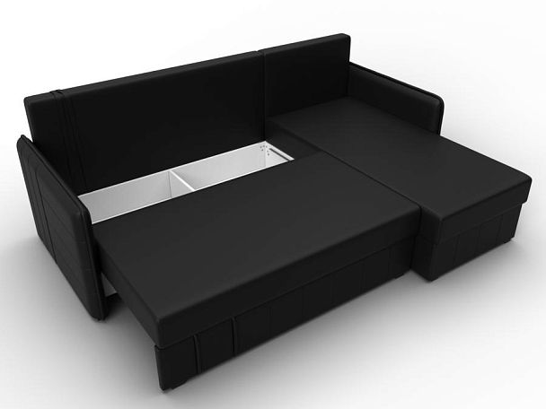 Диван угловой Слим угол универсальный Экокожа черный - Вид 7