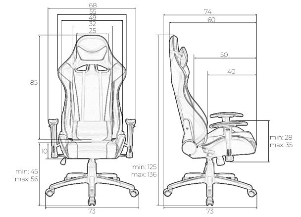 Кресло игровое DOBRIN DALLAS (черно-белая ткань) - Вид 8