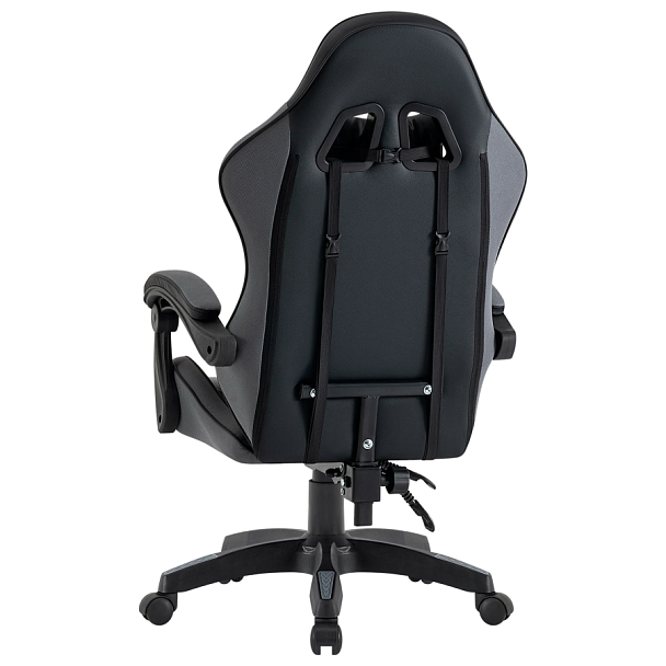 Кресло компьютерное DEFENDER "Strider", 2 подушки, ткань/экокожа, черное/серое, 64056 - Вид 9