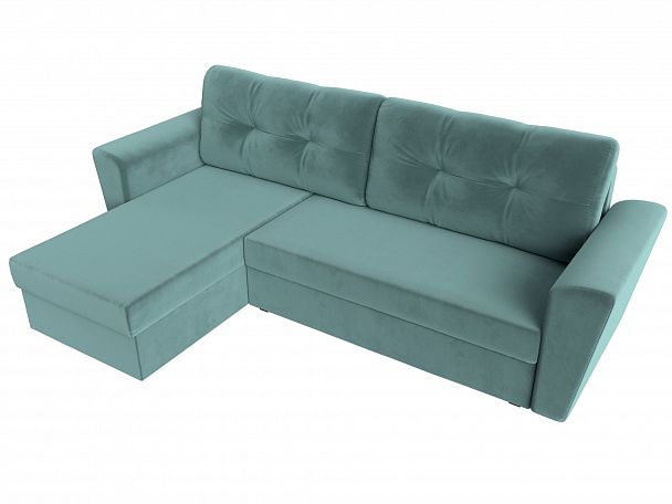 Угловой диван Амстердам Лайт левый (полностью Велюр бирюзовый) - Вид 5