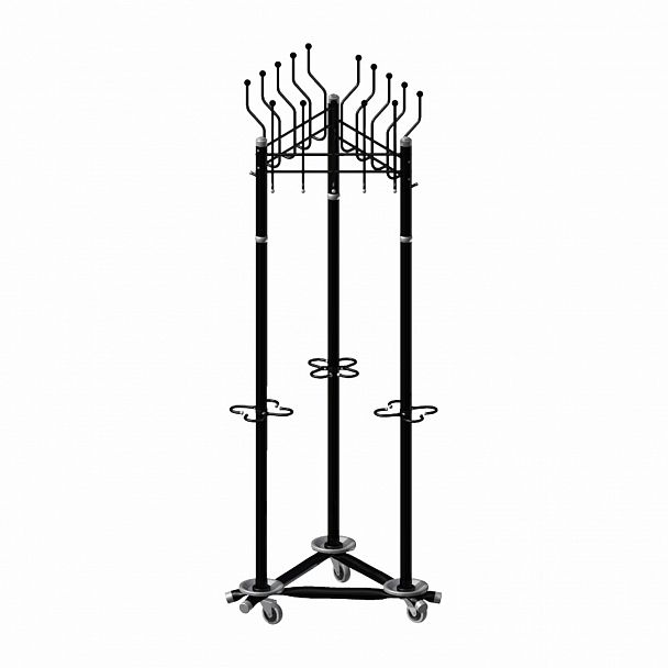 Вешалка на колесах на 15 крючков с держателем для зонтов "Гардикс-3К", металл, черная - Вид 2