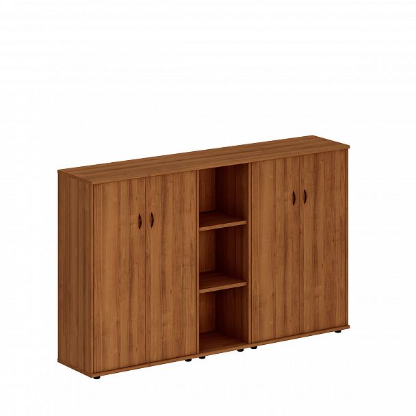 Шкаф комбинированный средний (закрытый + стеллаж узкий + закрытый) "Престиж" Исп.26 темный орех - Вид 1