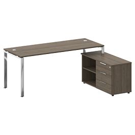 Metal System Direct Стол руковододителя с тумбой правый БГ.СРТ-5.7 (R) Вяз/Нерж. сталь 1900*1520*750 - Фото предпросмотра