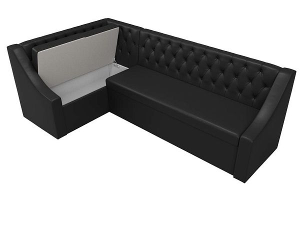 Кухонный угловой диван Мерлин левый (полностью экокожа черная) - Вид 7