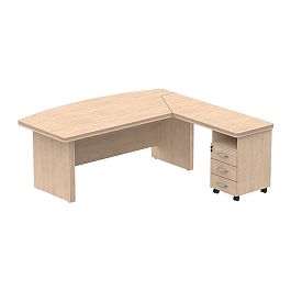 Стол руководителя с тумбой L,R 1800 Берлин Береза Майнау СРТ 18-200 - Фото предпросмотра