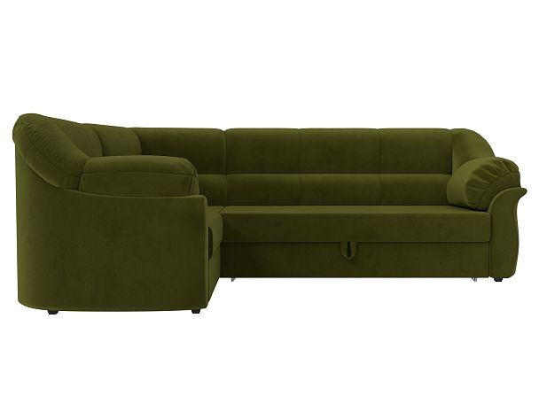 Диван угловой Карнелла левый (полностью микровельвет зеленый) - Вид 2