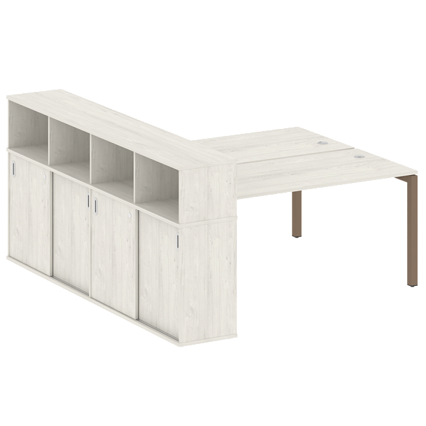 Metal System Quattro Р. ст. с шкафом-купе на П-образном м/к 50БП.РС-СШК-4.4 Т Дуб наварра/Мокко металл 2010*2332*1098 - Вид 1