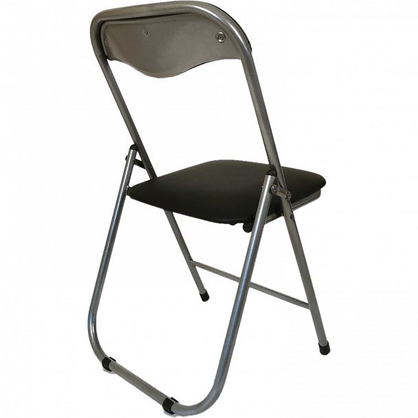 Стул складной для дома и офиса РС04, серебристый каркас, кожзам черный - Вид 3