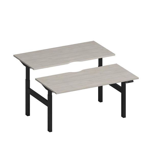 Рабочая станция на электроприводе с вырезами Elevo А2 ЧР 103.2 ДШ дуб шамони/ черный гладкий - Вид 1