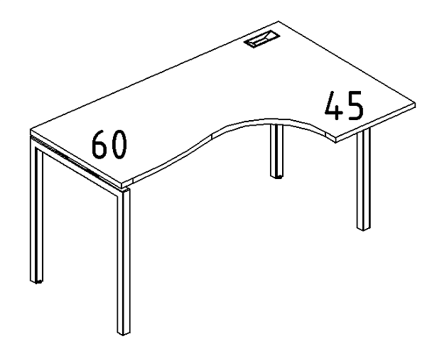 Стол эргономичный правый "Классика" на металлокаркасе DUE A4 А4 Б2 032 БП дуб / металлокаркас антрацит - Вид 3