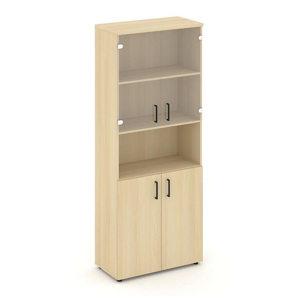 Стайл Проджект Шкаф высокий широкий SN.STS-105 Акация Лорка/Прозрачный/Черный Ручки 796*400*1982 - Вид 1