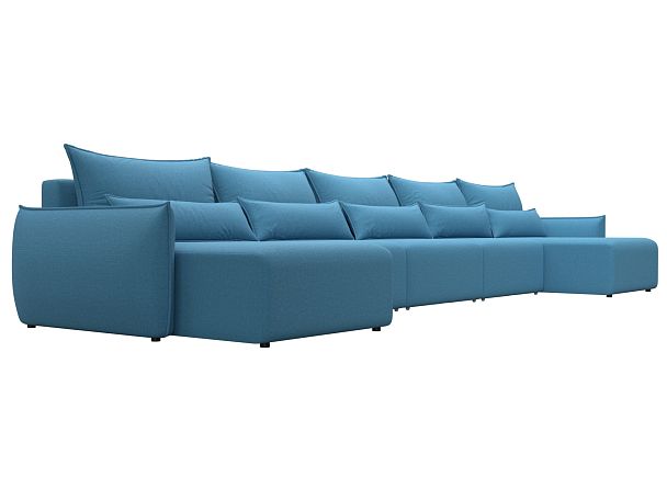 Диван п-образный Лига-051 НПБ МегаЛонг Рогожка голубой - Вид 3