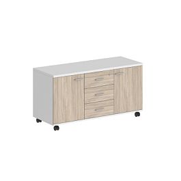 Тумба сервисная Sigma с 3 ящ. 1204х460х619, с замком, 2 фасадами / корпус: белый; фасады: дуб светлый - Фото предпросмотра