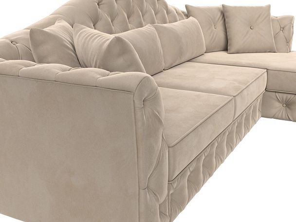 Диван угловой Артис правый угол Велюр бежевый - Вид 4
