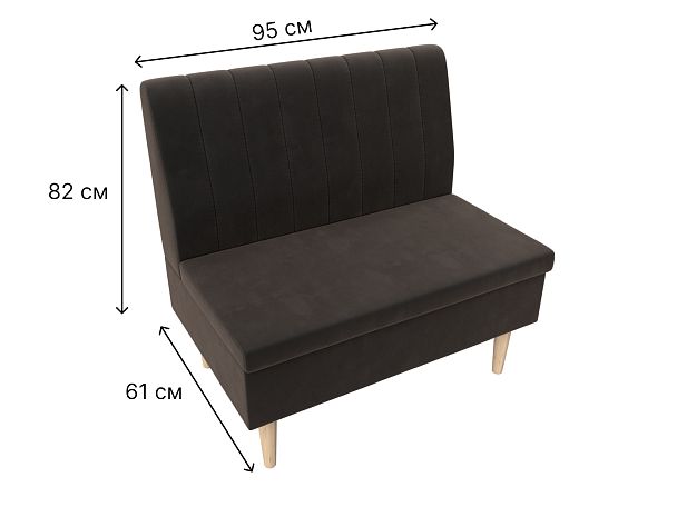 Диван прямой Мини Велюр коричневый - Вид 8
