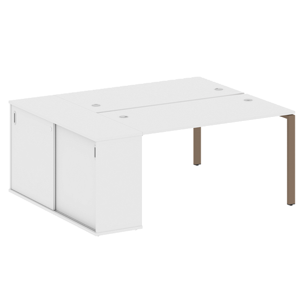 Metal System Р. ст. с шкафом-купе на П-образном м/к БП.РС-СШК-1.3 Т Белый/Мокко металл 1810*1475*750 - Вид 1