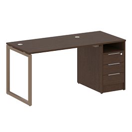 Metal System Quattro Р. ст. с тумбой на О-образном м/к 40БО.РС-СТП-1.2 Венге/Мокко металл 1612*720*750 - Фото предпросмотра