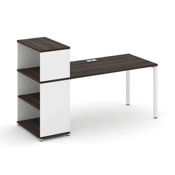 Concept Стол рабочий с опорным стеллажом с надставкой низ. CN.SP-211 Дуб Мали/Белый Бриллиант/Металл Белый 1800*720*1140 - Вид 1
