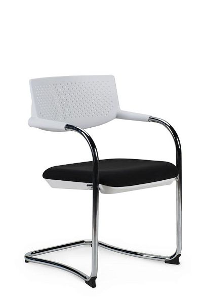 Кресло офисное / Visavi white CF / хром / белый пластик / черная ткань - Вид 1