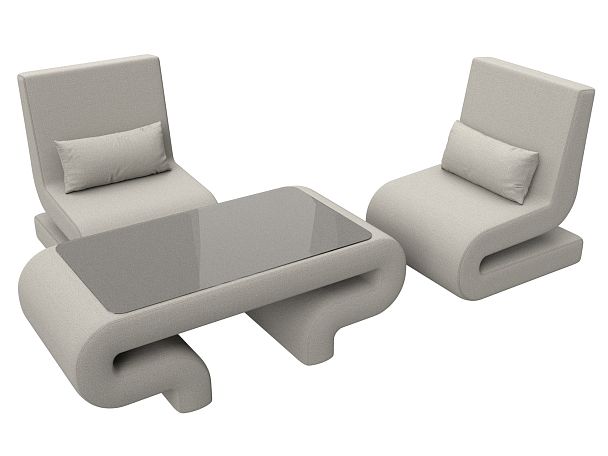 Набор Волна-3 (стол, 2 кресла) Рогожка бежевый - Вид 4