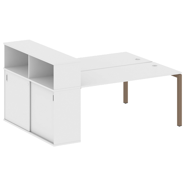Metal System Quattro Р. ст. с шкафом-купе на П-образном м/к 50БП.РС-СШК-2.4 Т Белый/Мокко металл 2010*1475*1098 - Вид 1