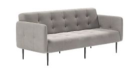 Monaco диван-кровать прямой с подлокотниками, трехместный, велюр серый Velutto 52 - Фото предпросмотра