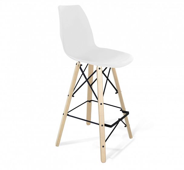 Стул барный деревянный Sheffilton SHT-ST29/S80 белый/прозрачный лак/черный муар - Вид 1