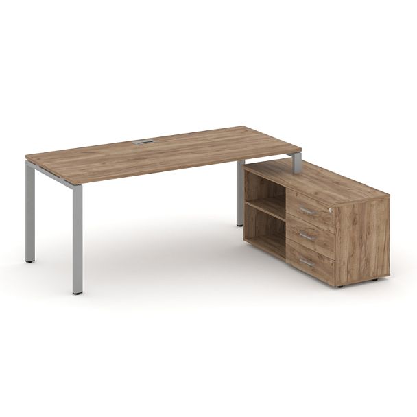 Стайл Проджект Директ / Style Project Direct Стол письменный с греденцией правой SN-6P.SRG-015.M(R) Дуб Табак/Металл Серый 1980*1480*750 - Вид 1
